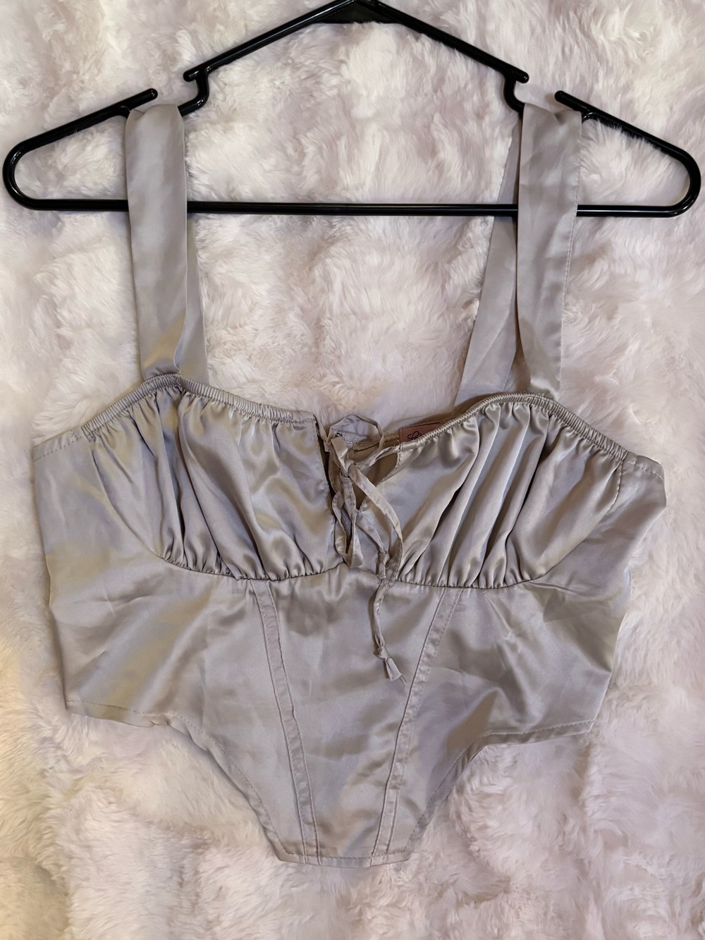Fashion Nova Silver Satin Corset Bustier
